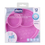 Plato con divisiones en silicón rosa 