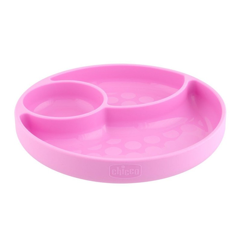 Plato con divisiones en silicón rosa 